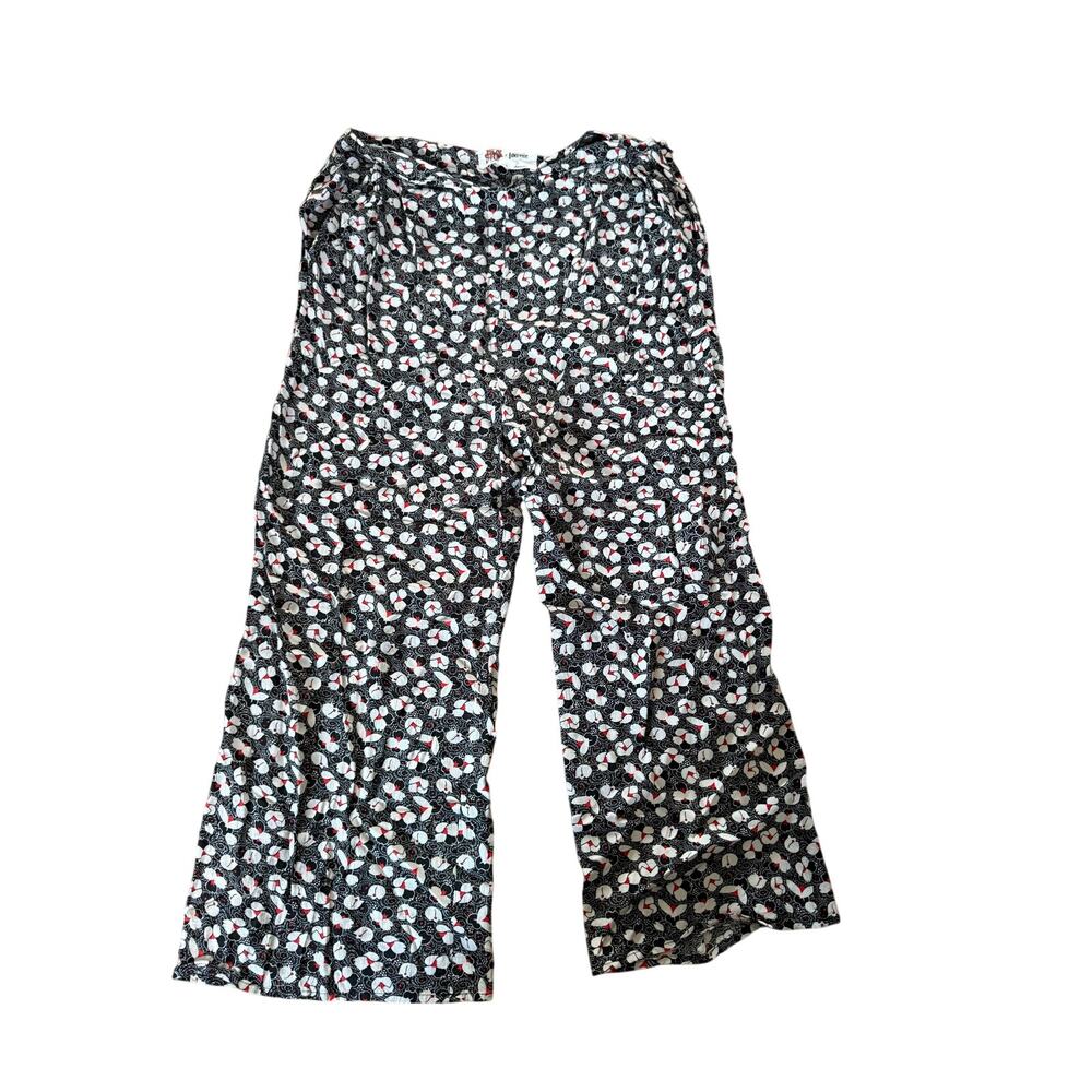 Bus‎ Stop London x Joanie black red & white floral wide leg pants retro groovy